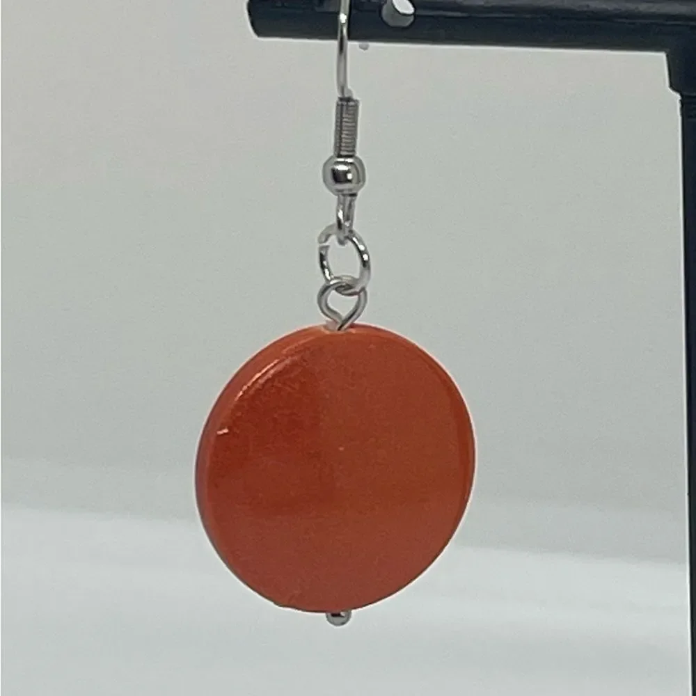 HandCrafted Iridescent Orange Disc Earrings NWT